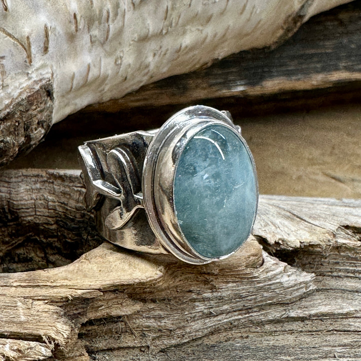 Aquamarine and Ivy Ring